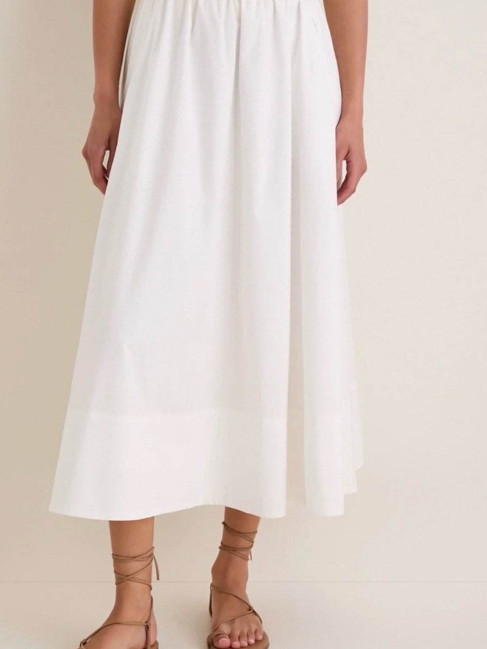 White Poplin Trapunto Stitch Brie Skirt